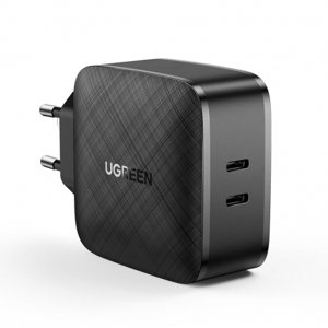 Ugreen CD216 sieťová nabíjačka 2x USB-C PD QC 66W, čierna (CD216)