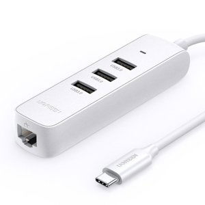 Ugreen CM416 HUB adaptér USB-C - 3x USB 3.1 / RJ45 PD, biely (CM416 50620)