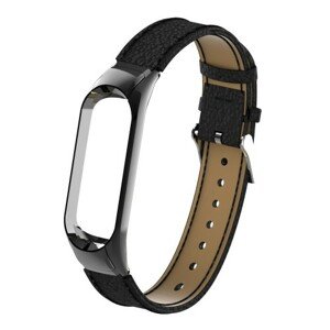 Remienok pre Xiaomi Mi Band 3/4 kožený lichee, čierna