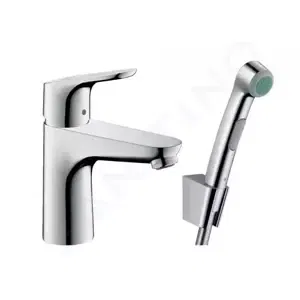 Hansgrohe Focus E2 - Umývadlová batéria 100, s ručnou sprchou Bidette, chróm - 31927000