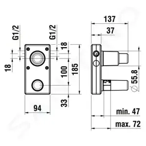 Laufen Concealed Bodies - Montážne teleso pod omietku, Simibox 2-point, páka hore - HF574048000000